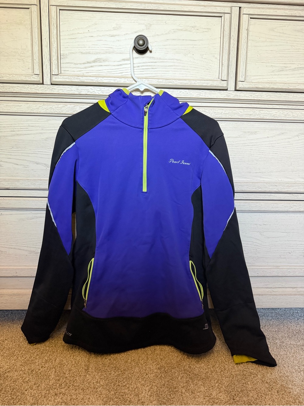 Pearl Izumi Women’s Purple and Black Half-Zip Jacket with Lime Trim